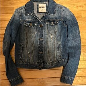Mudd Blue Cropped Jean Jacket Distressed